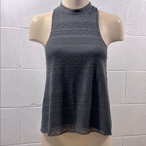 Charcoal Sleeveless Lace Knit Top by Hollister​​​​​